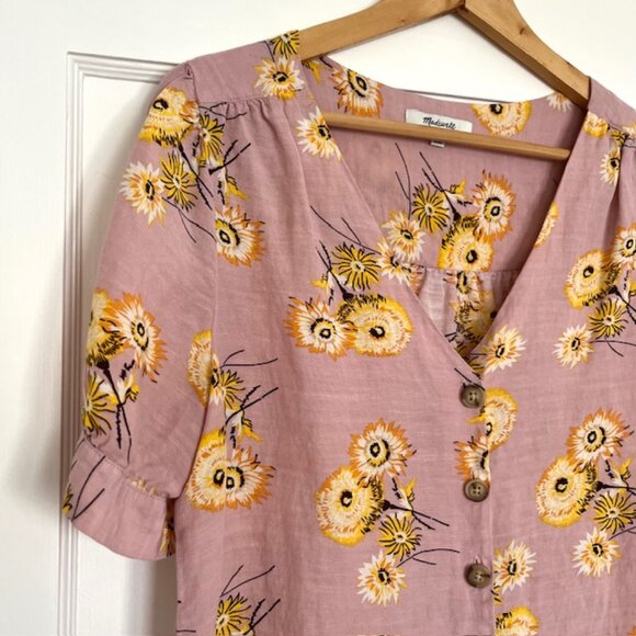 Madewell Plaza Button-Front Shirt in Dutch Dandelions | Size Small - Picture 4 of 8